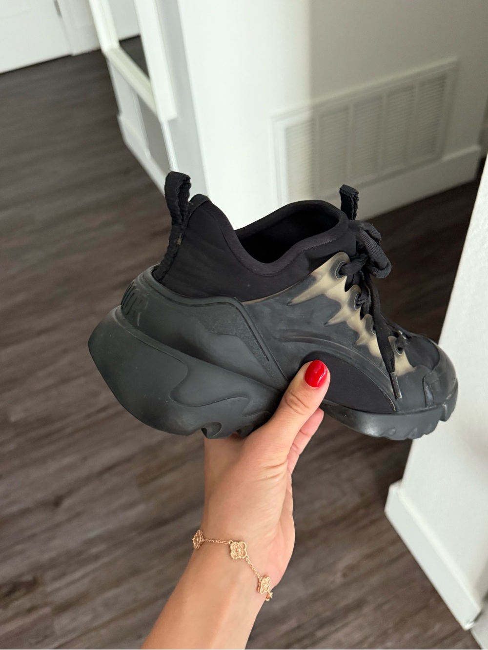 Dior Black Chunky Lace-Up Women's Sneakers 6/6.5 - Picture 3 of 4